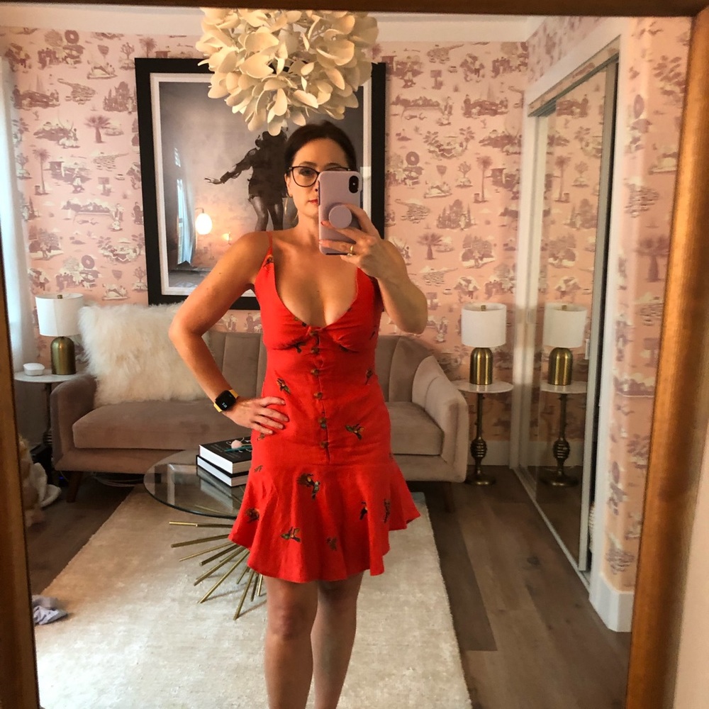 Farm Rio red mini dress, worn once. Size XS